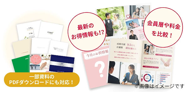 厳選大手17社から、あなたの年代に合わせた結婚相談所のパンフを無料でお届けします。
